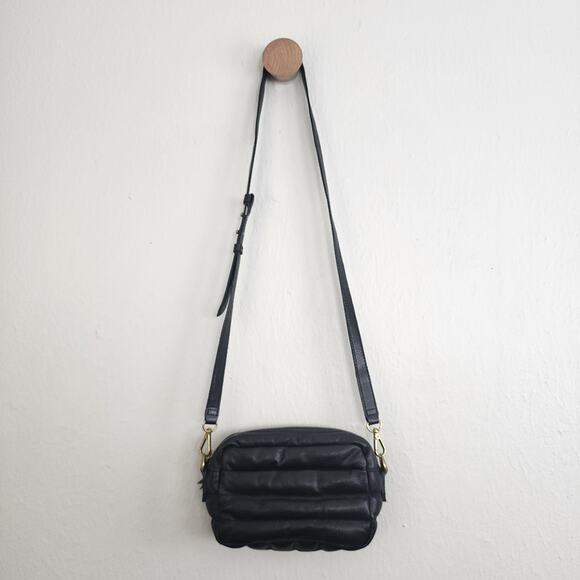 Madewell Transport Puffer Quilted Leather Camera Crossbody Bag Black - Picture 7 of 12